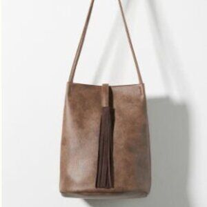 Anthropologie Tasseled Bucket Bag
